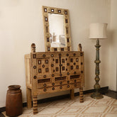 Rajasthan Hand carved Furniture Antique Solid Wood Damchiya in Natural Finish